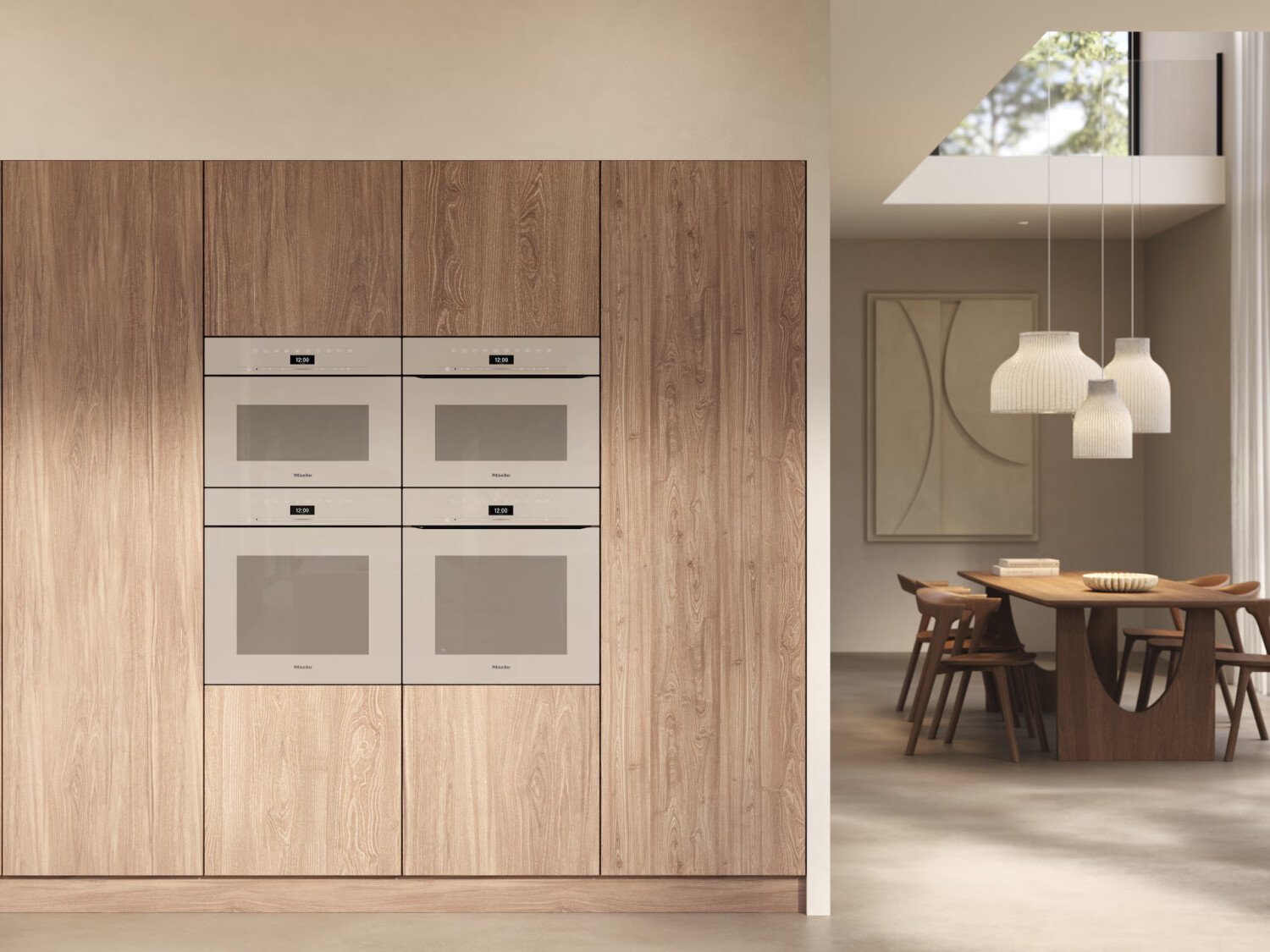 Духовой шкаф электрический без ручек Miele H 7440 BPX бежевый перламутровый